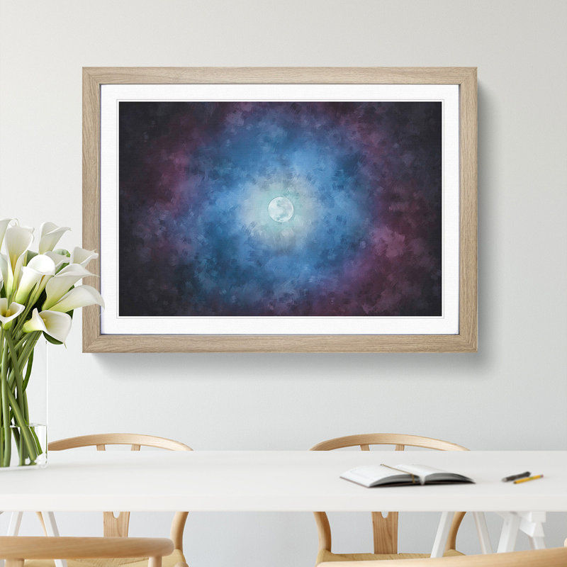 Moon in the Sky - Picture Frame Painting Print, Oak Framed, 45cm H x 63cm W x 2cm D