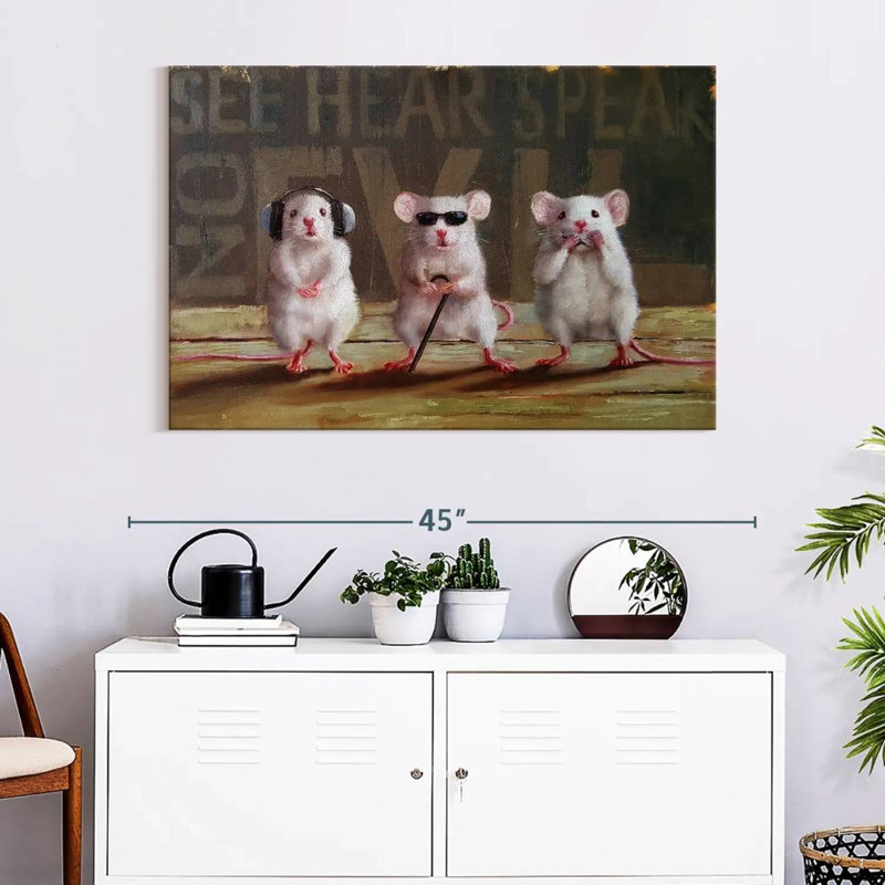 Three Wise Mice, 26" H x 39" W