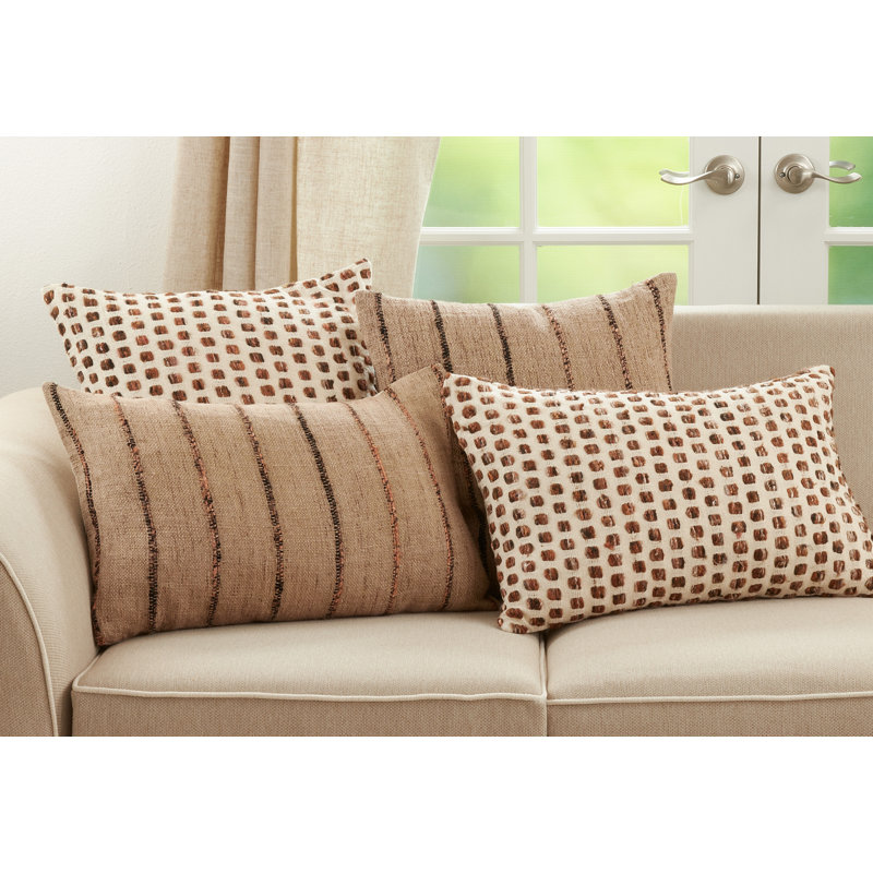 Neutral Woven Cotton Throw Pillow with Poly Filling