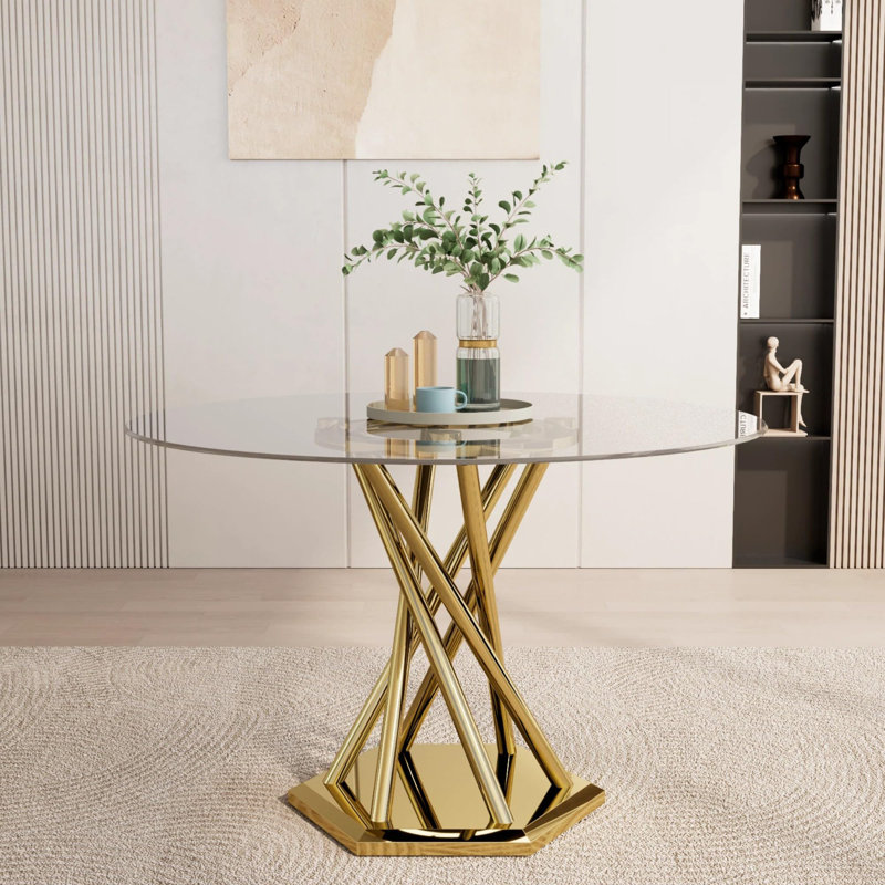 Ensemble de table de salle à manger 47,2 po pour 6 personnes, table de salle à manger avec 6 chaises en velours, Doré