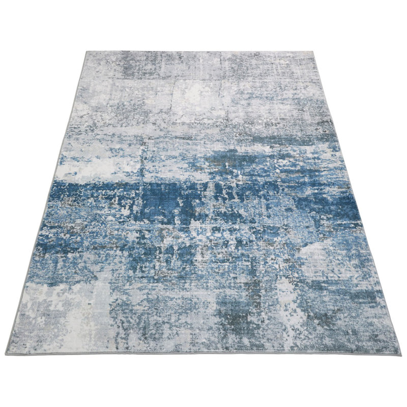 Blue Abstract Rug, Stain Resistant Area Rug For Bedroom, & Dining Room, Rectangle 120 x 180 cm