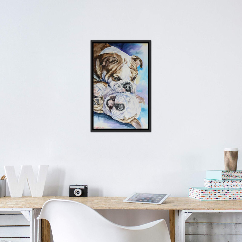 Décoration murale Happiness Kids, Toile avec cadre noir patiné, H 26 po x l 18 po x 1,5 po