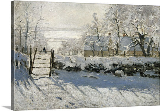 «La pie» par Claude Monet, reproduction d'art, H 8 po x l 12 po x P 1,5 po, Toile