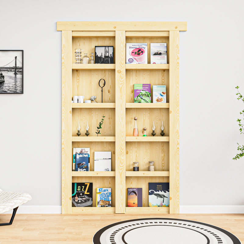 Porte cachée 48 po x 80 po avec bibliothèque à assemblage universel / réversible 48 po x 80 po, 48 po x 80 po, 2