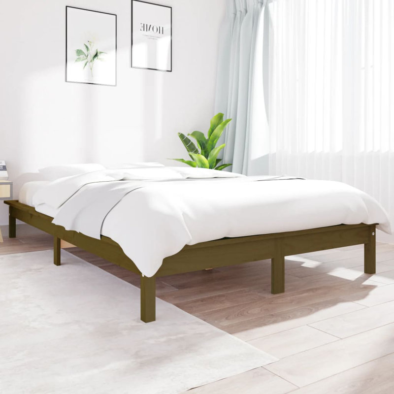 Bed Frame Solid Wood, honey brown, 160 x 200 cm