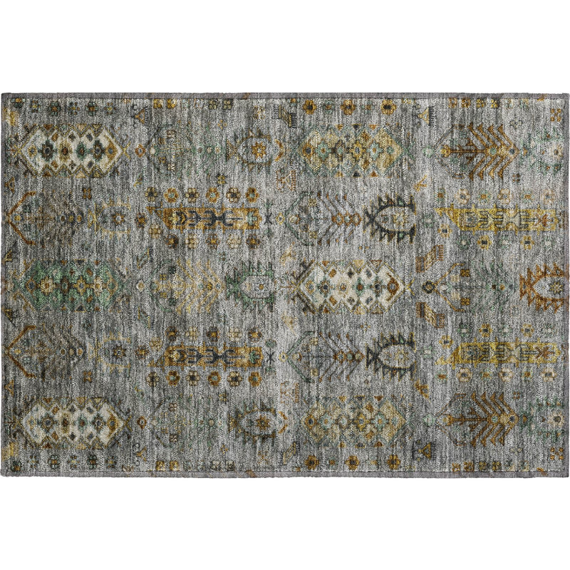 Premium Machine Washable Mayfield AMF2047 Global Rug, 1'8" x 2'6", Pewter
