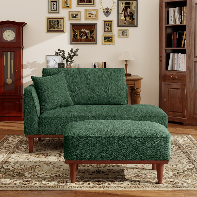 Chaise longue et tabouret rembourrés Finken, Vert