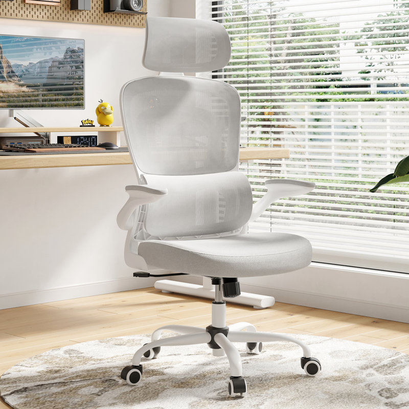 High Back Ergonomic Mesh Office Chair, White/Grey