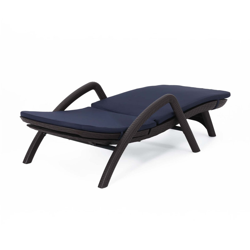 Outdoor Chaise Lounge With Cushion, Dark Blue