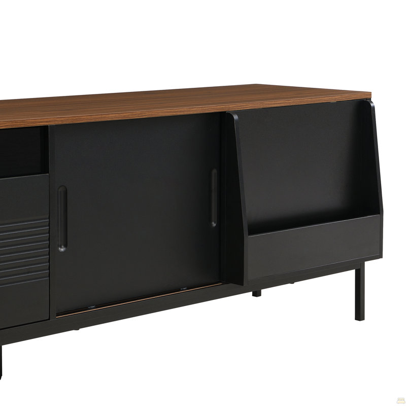 70.8'' Modern TV Stand For Tvs Up To 75 Inches, Entertainment Center With Storage Space, Sliding Doors, Adjustable Shelves And Metal Frame