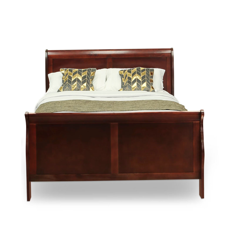 Ensemble de chambre à coucher, un grand lit et une table de chevet en bois avec tiroirs pour belle chambre à coucher, finition noyer Phillip