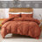 Solayne Boho Tufted Duvet Cover Set – Textured Geometric Pattern, Pumpkin Color, Corner Ties & Zipper Closure-111549005-111549000