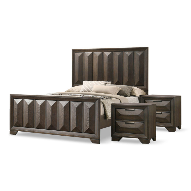Fikir 5-Piece Bedroom Set, King, 3 Pcs: Bed, 2 Nightstands