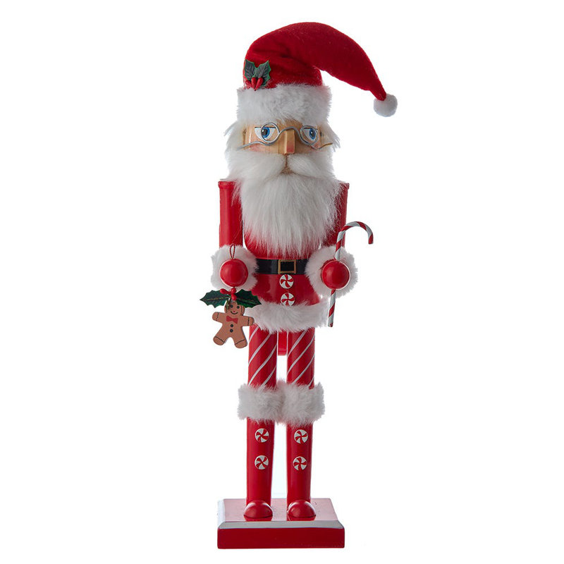 15-Inch Red and White Wooden Santa Claus Nutcracker