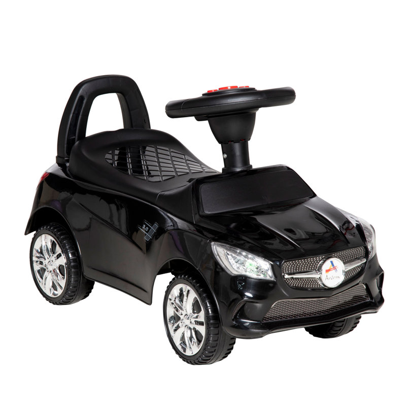 Black Toddler Ride-On Push Car with Horn and Storage