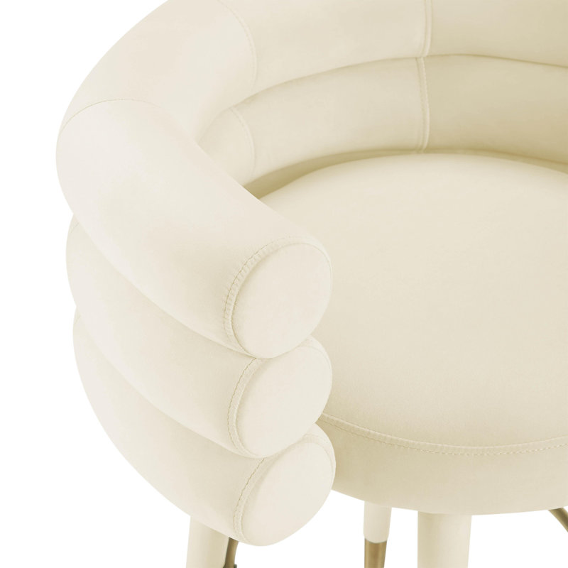 Velours crème Lowther Betty, Tabouret de bar (hauteur du siège : 30,3 po)