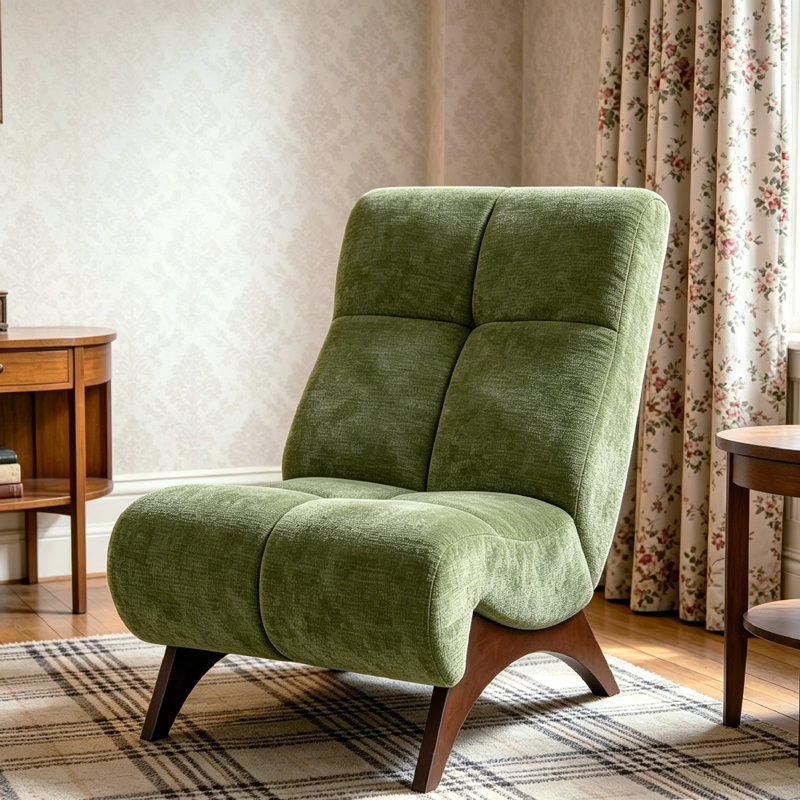 Upholstered Accent Chair, Green