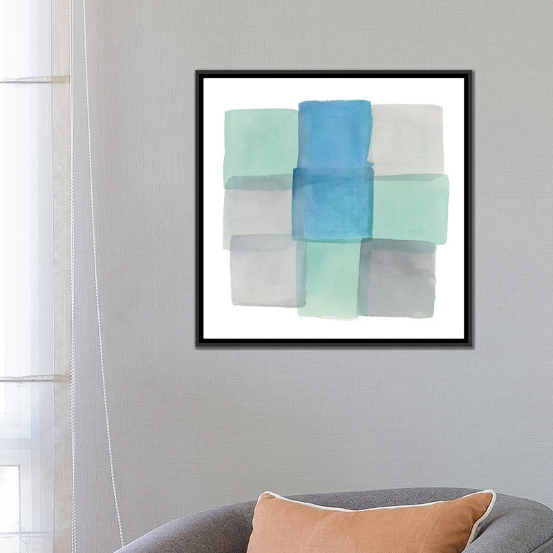 « chevauchement d’art », impression sur toile tendue, H 18 po x l 18 po x P 1,5 po, Toile avec cadre noir, Pas de tapis