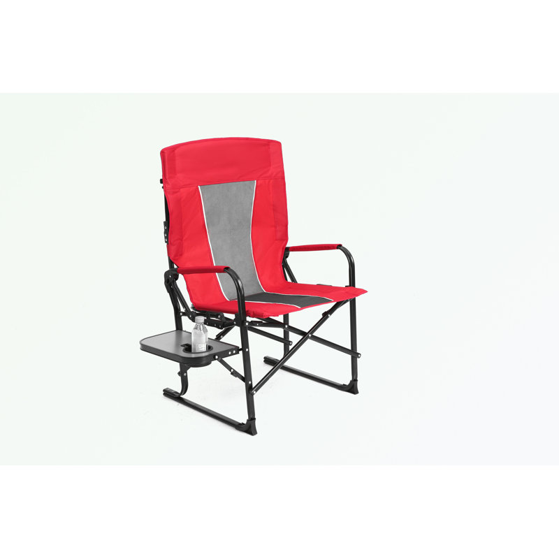 Folding Duty Lawn Chair with Side Table, Red