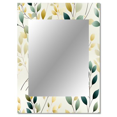 Aiyah Minimalist Botanicals - botanical  Wall Mirror, Boho Decorative Mirror, Printed Metal Art
