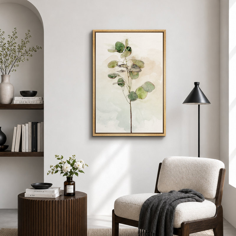 «Minimal Botanical Pastel Watercolor Light and Dark Plant Floral Botanical Modern Art», reproduction d'art sur toile