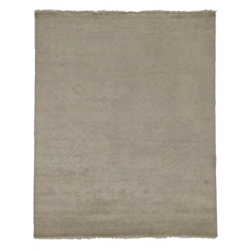 Tapis gris clair / gris en laine et en coton noué à la main 7 pi 9 po x 9 pi 9 po Damask