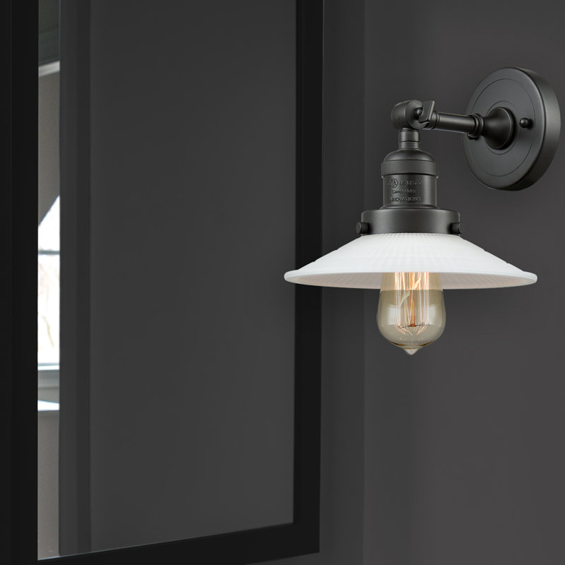 Miramontes Dimmable Bath Sconce, Oil Rubbed Bronze, Matte White Halophane, Bulb Not Included