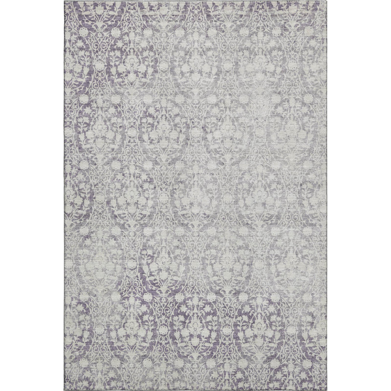 Premium Machine Washable Alvey AMF1231 Damask Rug, Rectangle 9' x 12'