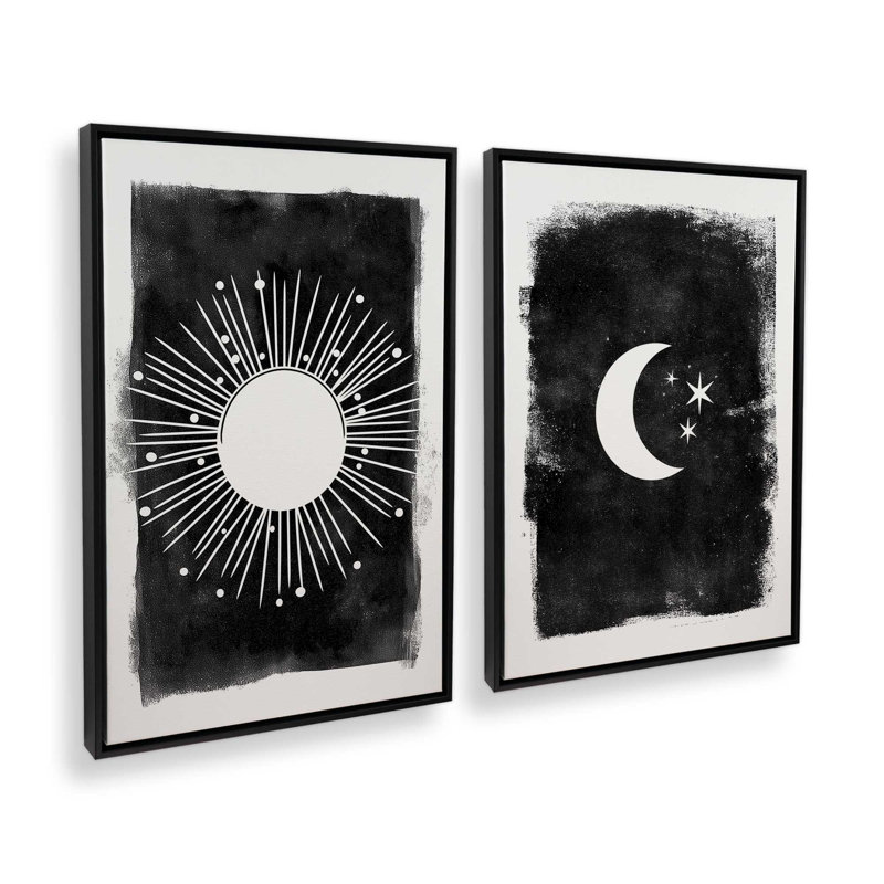 Ensemble de 2 impressions solaires, 48 po x 32 po, Cadre flottant noir satiné