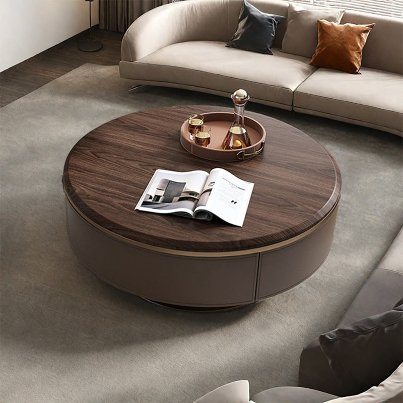 Table basse ronde de luxe légère, H 15,4 po x L 31,5 po x l 31,5 po