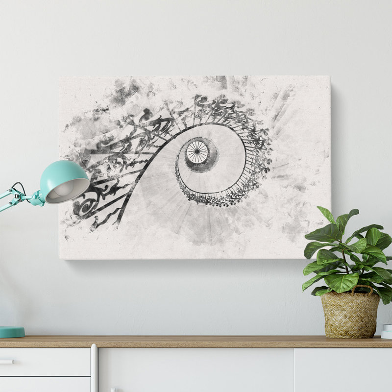 Spiral Staircase Watercolour - Wrapped Canvas, 35cm H x 50cm W x 3cm D