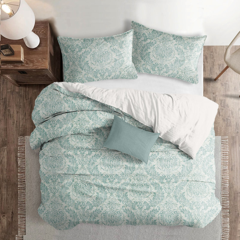 Bordeau Linen Duvet Cover Set, Twin Duvet Cover + 1 Standard Sham, Mist