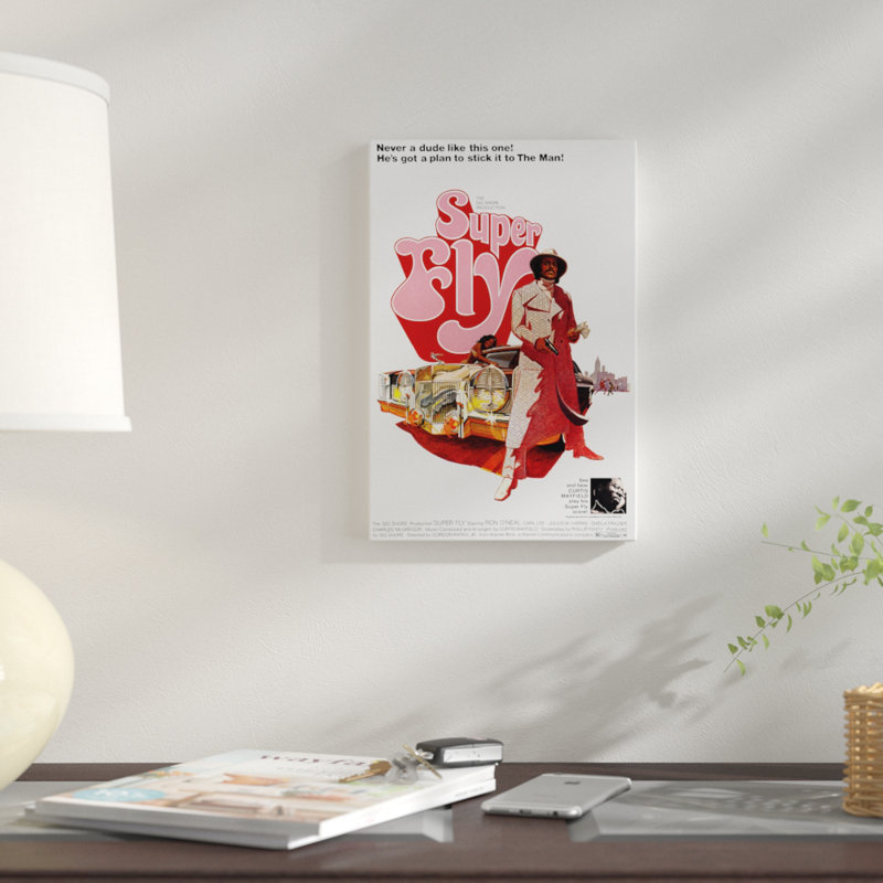 «Super Fly Film», affiche imprimée sur toile, H 12 po x l 8 po x P 0,75 po, Pas de tapis, Toile tendue