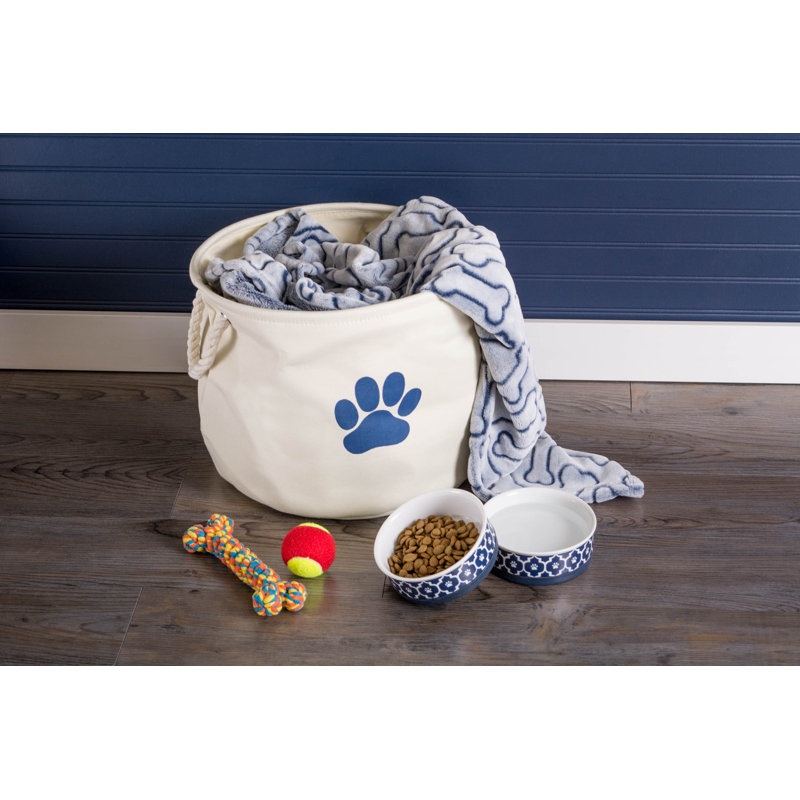 Tucker Murphy Pet™ Cambridgeshire Fabric Decorative Bin, Off-White, 12" W x 9" H x 12" D