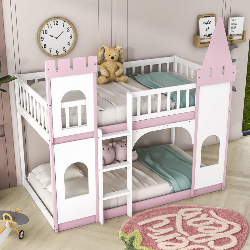 Lit superposé simple en bois avec échelle Amado par Gemma Violet, Rose