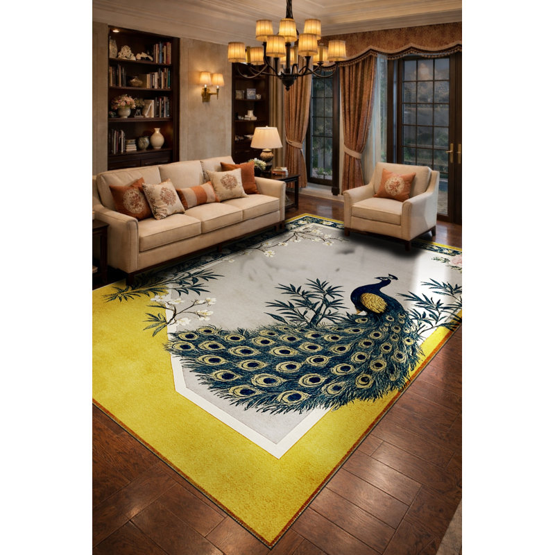 MOSSO Beige Floral Washable Woven Backing Area Rug, 2'6" x 9'10"
