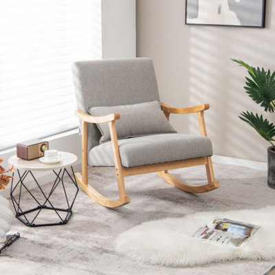 Chaise berçante rembourrée avec coussin Jahlon