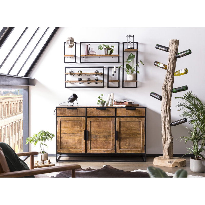 Mcneeley 8 Bottle Solid Wood Wall Shelf Wine Rack in