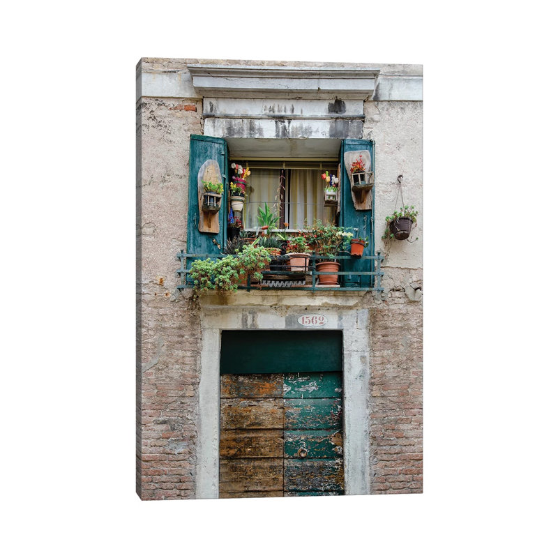Italian Window Flowers I by Laura DeNardo - 1 Piece Wrapped Canvas Wall Art, 20.32 cm H x 30.48 cm W