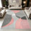 Tapis à motif géométrique abstrait de couleur rose et gris 1pc pour salon, doux, toutes saisons, facile à entretenir, lavable, idéal pour la salle à manger, la chambre à coucher, le bureau à domicile ...