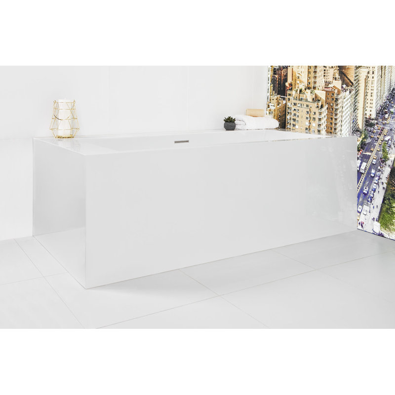 Cube 72'' L Soaking Bathtub, Brushed Nickel, Matte White
