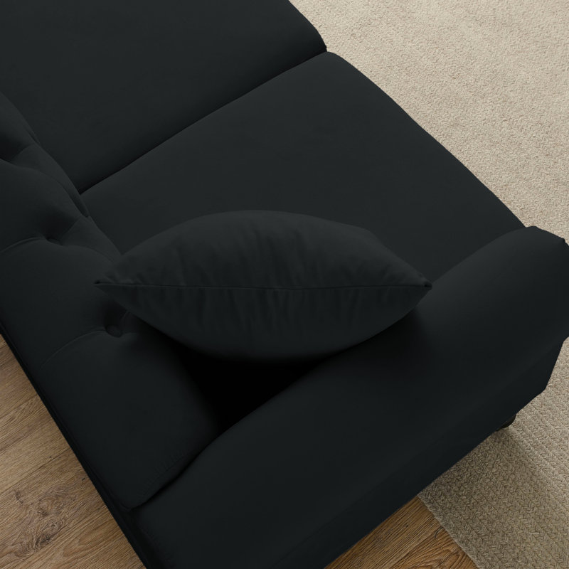 Velvet Chesterfield Sofas, Black Tufted Couch For Living Room, Modern Design
