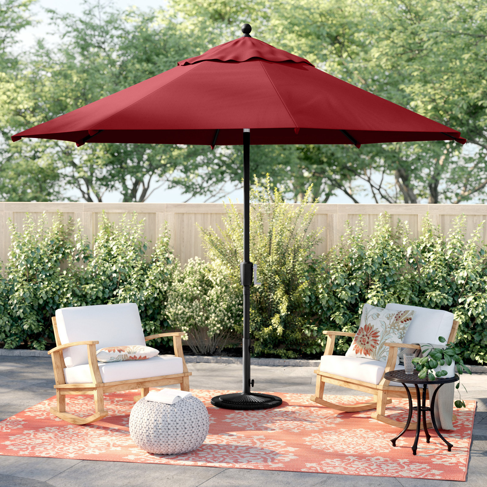 Launceston 132'' Outdoor Umbrella, Really Red, Canvas Black Sunbrella® Canvas