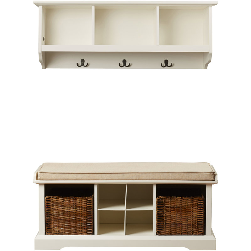 Banc de rangement avec tablettes Agora, Blanc