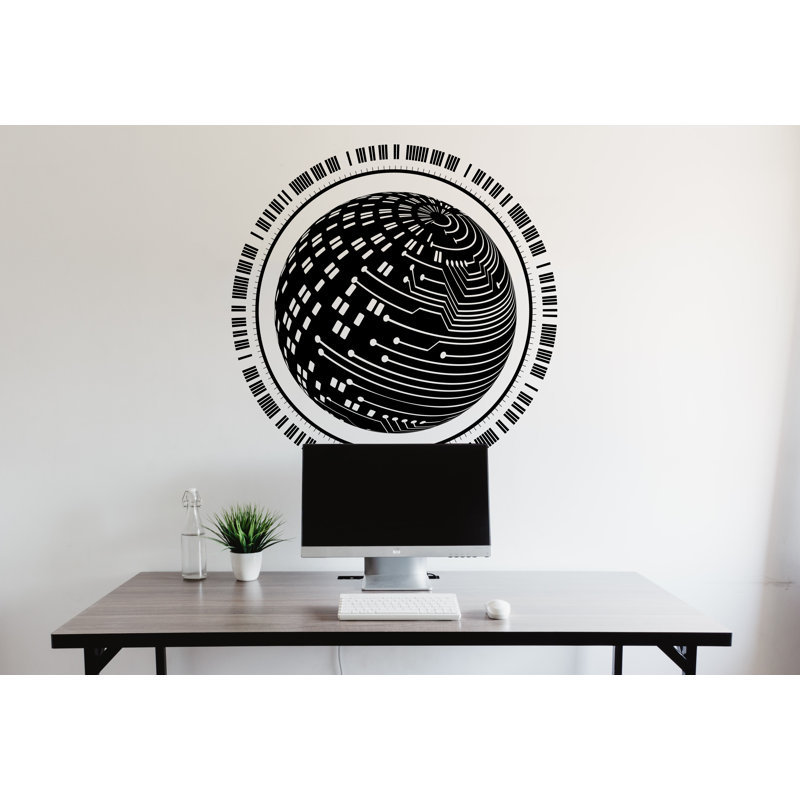 Circuit Board Wall Decal, Technology Vinyl Wall Art Decals, Computer Circuit Decor, Binary Code Software Science Wall Sticker Office 168LU