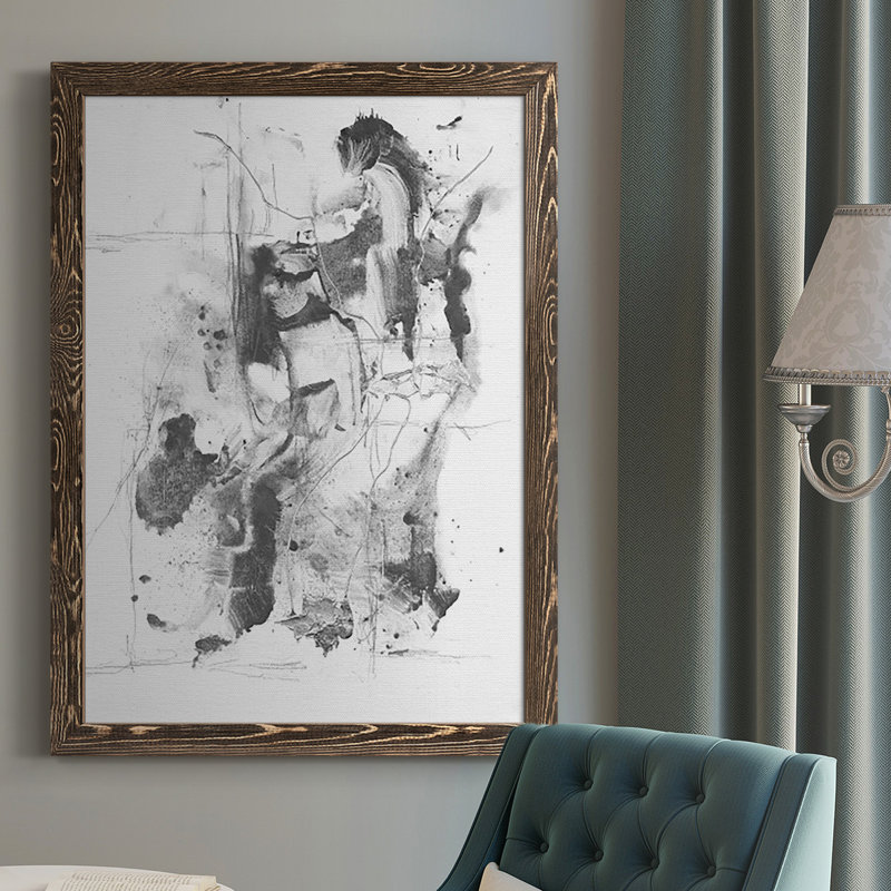Stonington Graphite Abstract I, reproduction d'art sur toile, Noyer, H 43,5 po x l 31,5 po x P 1 po