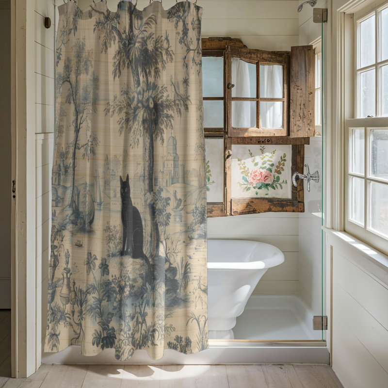 Rideau de douche standard 1 pièce Feline Toile Prints, H 74 po x l 71 po