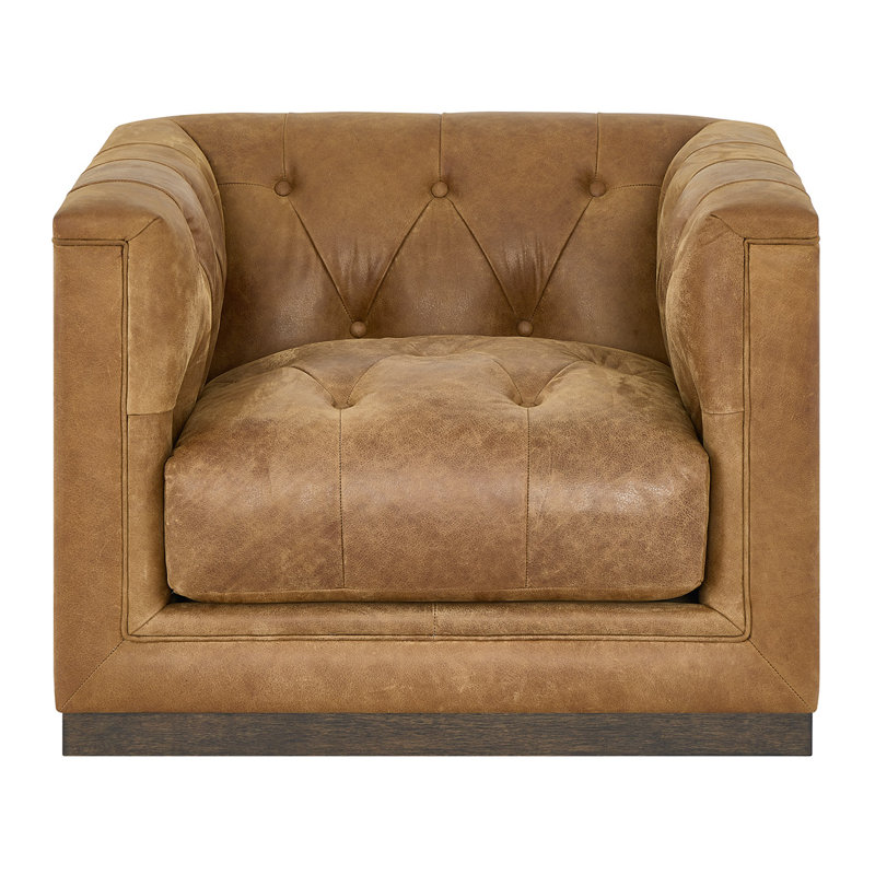 Curated Swivel Tufted Armchair, Brown