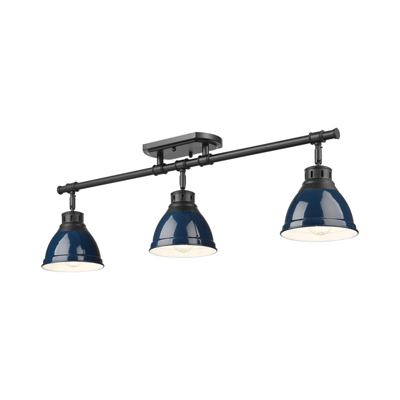 Bryannah 3-Light Semi-Flush - Track Light, Matte Black, Matte Navy