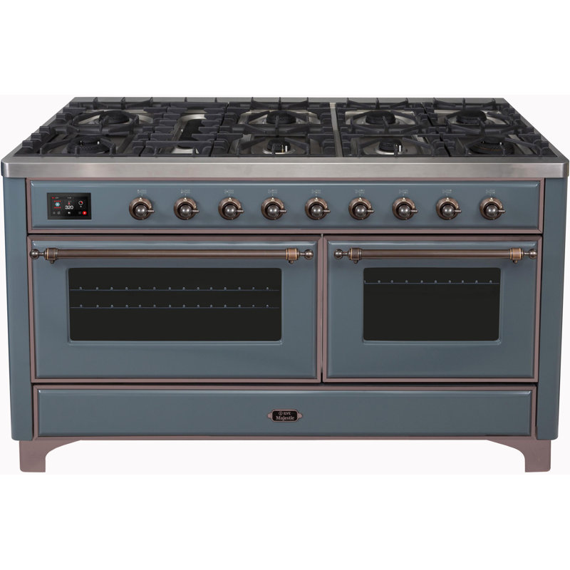 Majestic II 60" 5.02 cu. ft. Freestanding Dual Fuel Range with Griddle, Matte Graphite/Copper, Liquid Propane